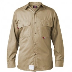 FR Industrial Work Shirt - Khaki/Tan 7oz. Indura Ultra-Soft Fabric